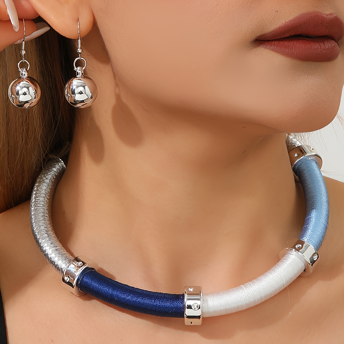 Handmade Multi-Layer Bohemian Evening Necklace & Earrings Set